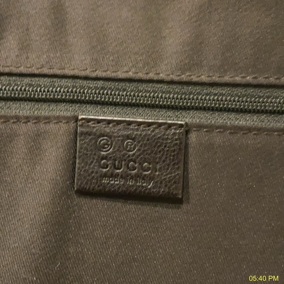 Gucci Y2K GG Monogram Metallic Brown Coated Canvas Leather Tote Bag Italy - Picture 10 of 14
